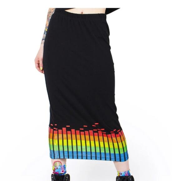 Cyberdog London Stretch Maxi Black Skirt Equalizer Size Small - Picture 1 of 7